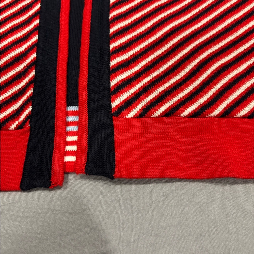 CAbi blue and red striped reversible sweater, size large. Thick soft material. - Picture 9 of 9